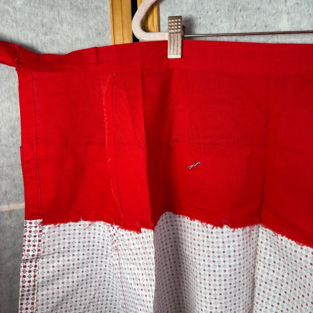 Unbranded Half Apron OS Red‎ White Vintage Style Rick Rack Button Trim Cotton